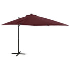 Elegante zweefparasol met LED-verlichting voor op vlakke ondergrond - Bordeauxrood / 250 cm / 1 - Parasols