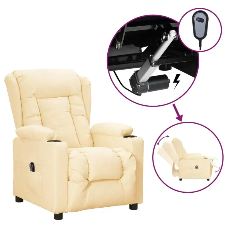 Elektrisch verstelbare fauteuil voor ultiem comfort en ontspanning - Crème / 1 - Fauteuils & Relaxfauteuils