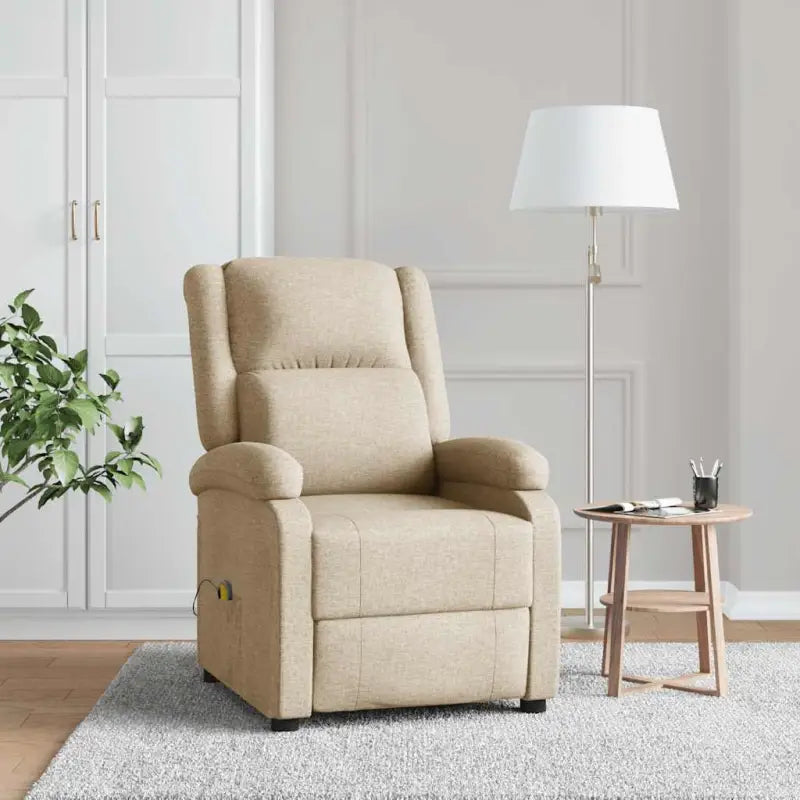 Elektrische massagestoel met verstelbare rug en voetensteun voor ultiem comfort - Crème / 1 - Elektrische massagestoelen