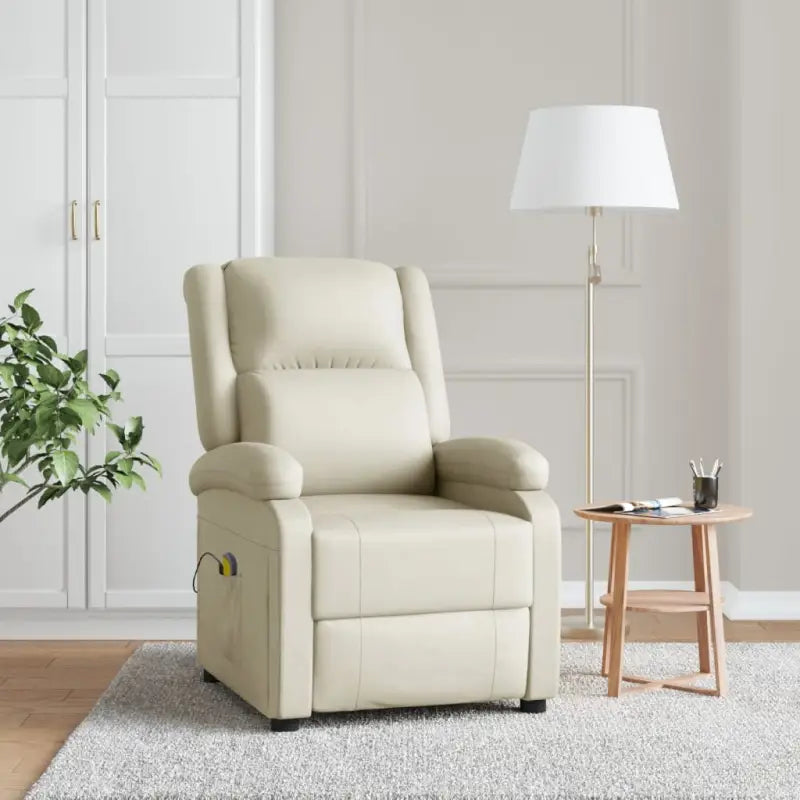 Elektrische massagestoel met verstelbare rug en voetensteun voor ultiem comfort - Crème / 1 - Elektrische massagestoelen