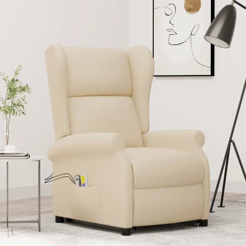 Elektrische massagestoel met verstelbare rug en voetensteun - Crème / 1 - Elektrische massagestoelen