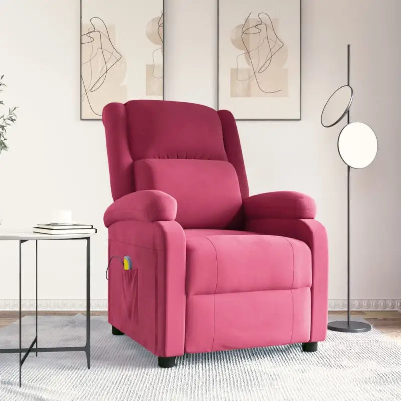 Elektrische massagestoel met verstelbare rug en voetensteun - Wijnrood / 1 - Elektrische massagestoelen