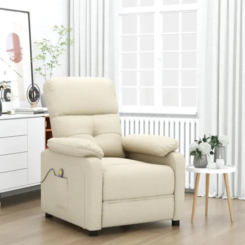 Elektrische massagestoel met verstelbare rugleuning en voetensteun - Crème / 1 - Elektrische massagestoelen