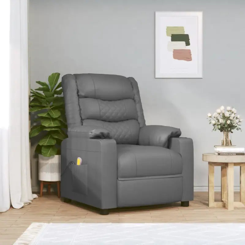 Elektrische massagestoel Met Verstelbare Rugleuning en Voetensteun - Grijs / 1 - Elektrische massagestoelen