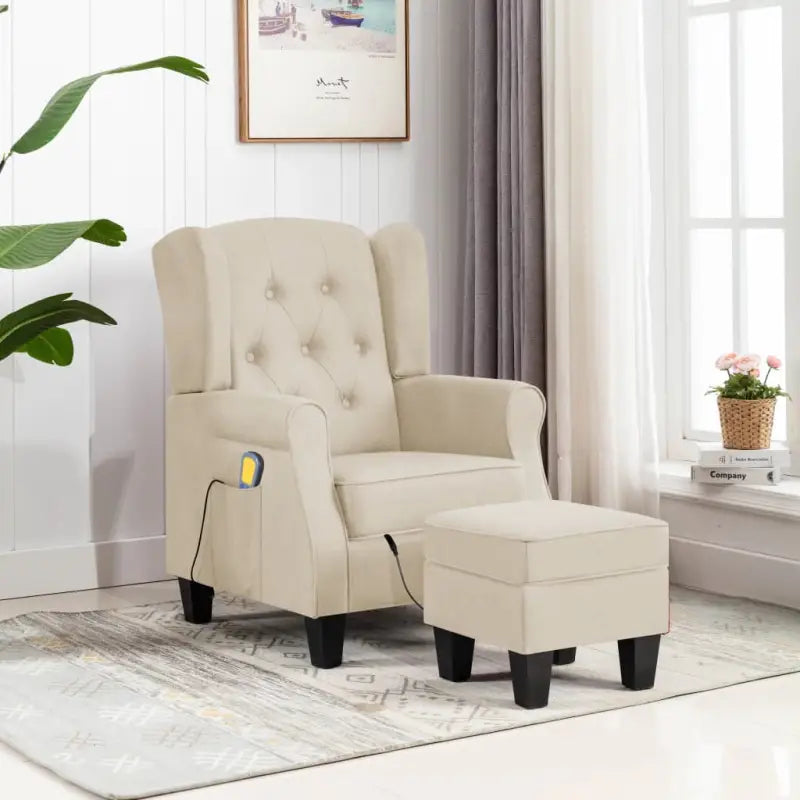 Elektrische massagestoel met voetenbankje voor een moderne uitstraling - Crème / 1 - Elektrische massagestoelen
