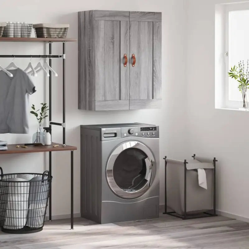 Elenente wandkapstok van bewerkt hout met tijdloos ontwerp - Grijs sonoma / 1 - Dressoirs & buffetkasten