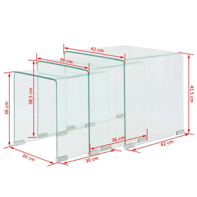 Elkaar passende tafeltjes met gehard veiligheidsglas voor compacte ruimtes - Salontafels