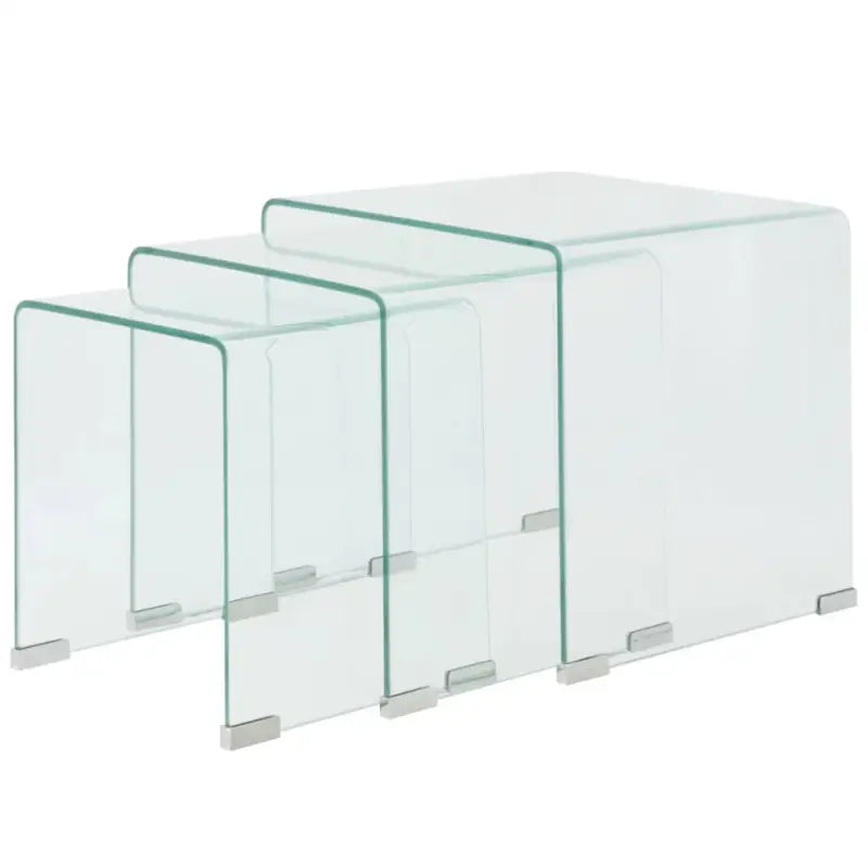 Elkaar passende tafeltjes met gehard veiligheidsglas voor compacte ruimtes - Salontafels
