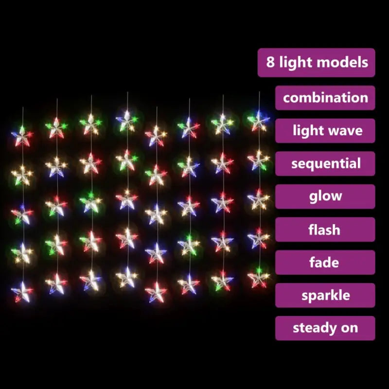 Energiebesparende LED’s sterrenlichtgordijn met lange verlengkabel - Kerstverlichting
