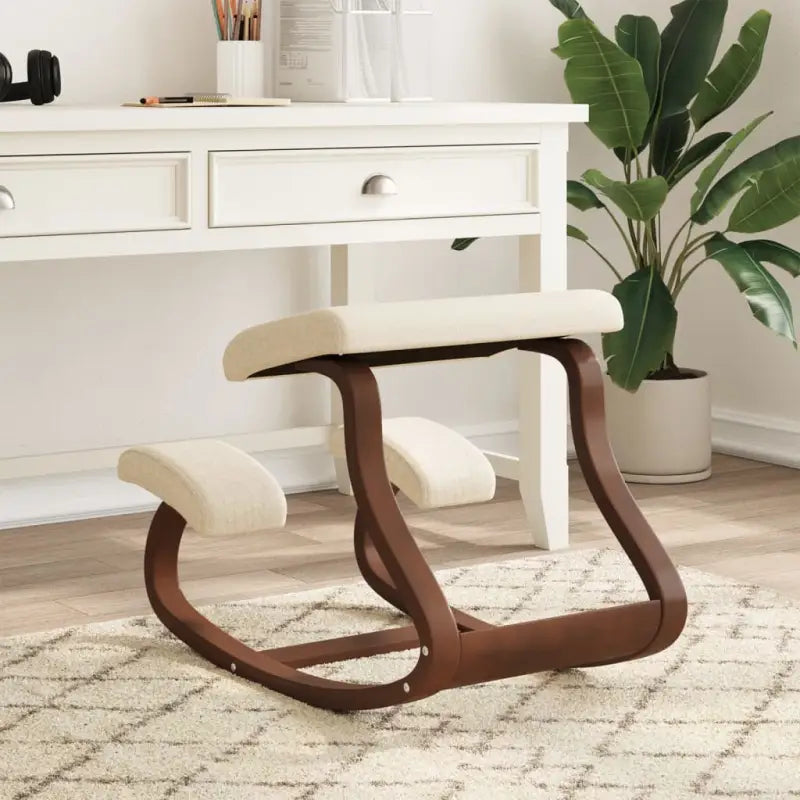 Ergonomische knielstoel van berkenhout multiplex voor rugvriendelijk zitten - Crème / 1 - Schommelstoelen