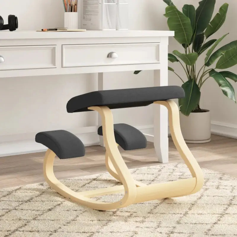 Ergonomische knielstoel van berkenhout multiplex voor rugvriendelijk zitten - Zwart / 1 - Schommelstoelen