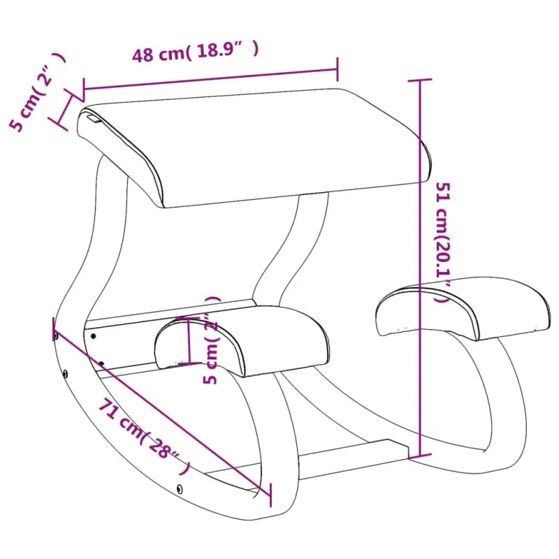Ergonomische knielstoel van berkenhout multiplex voor rugvriendelijk zitten - Schommelstoelen