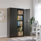Extra brede archiefkast met verstelbare schappen in gepoedercoat staal - Zwart / 1 - Archiefkasten