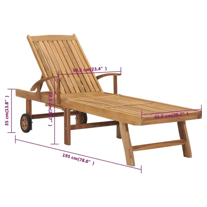 Fijn geschuurd houten loungebed met retro design voor buitenruimtes - Ligstoelen