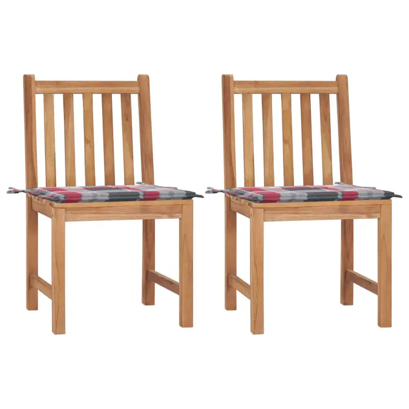 Fijn geschuurd houten tuinstoelenet voor comfort in tuin of terras - Rood ruitpatroon / 2 - Tuinstoelen