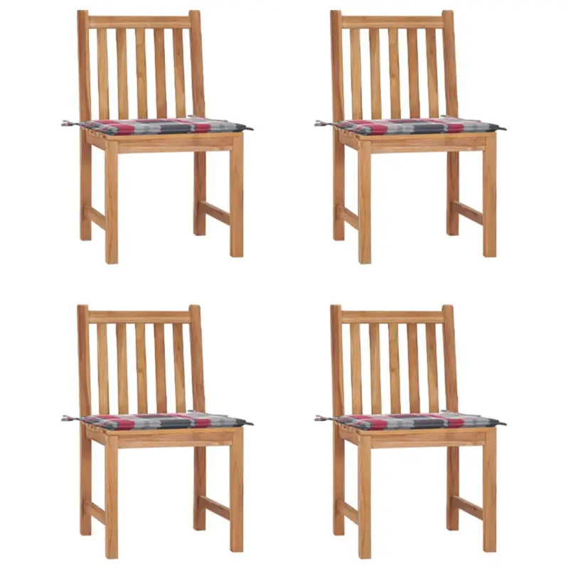 Fijn geschuurd houten tuinstoelenet voor comfort in tuin of terras - Rood ruitpatroon / 4 - Tuinstoelen