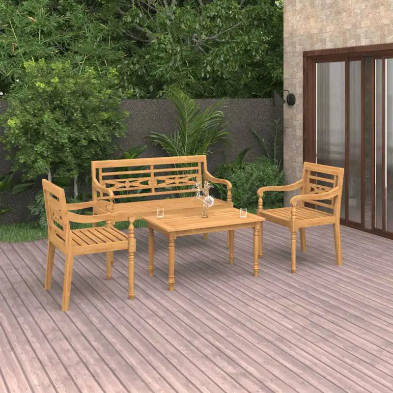 Fijn geschuurd teakhouten loungeset voor in de tuin of op terras - Bruin - Tuinsets