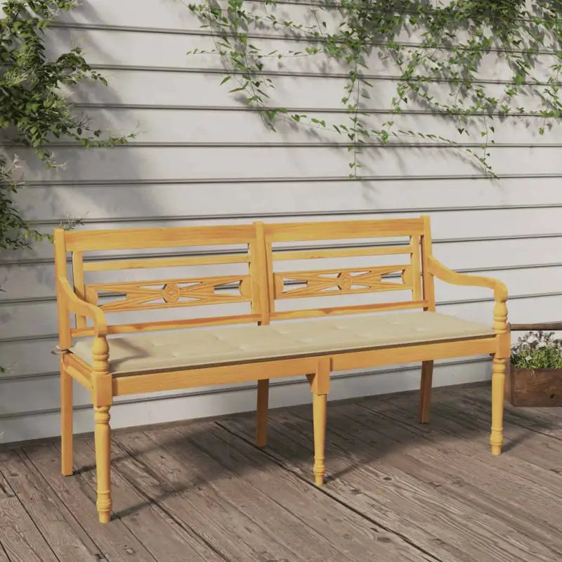 Fijn geschuurd teakhouten tuinbank met rustieke charme - Beige / 150 cm / 1 - Tuinbanken