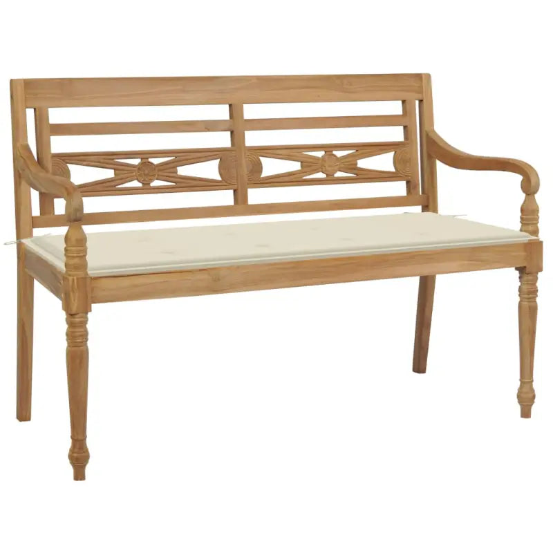 Fijn geschuurd teakhouten tuinbank met rustieke charme - Crème / 120 cm / 1 - Tuinbanken