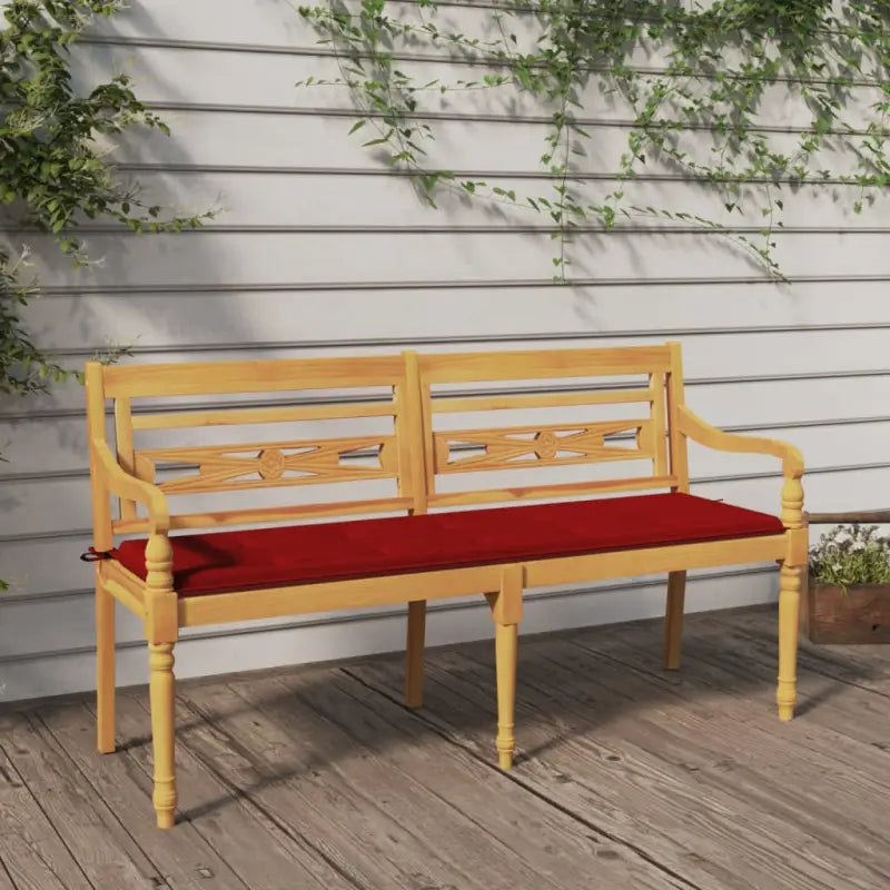 Fijn geschuurd teakhouten tuinbank met rustieke charme - Rood / 150 cm / 1 - Tuinbanken
