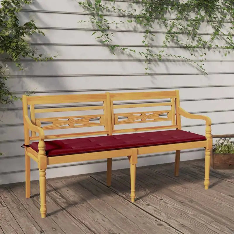 Fijn geschuurd teakhouten tuinbank met rustieke charme - Wijnrood / 150 cm / 1 - Tuinbanken