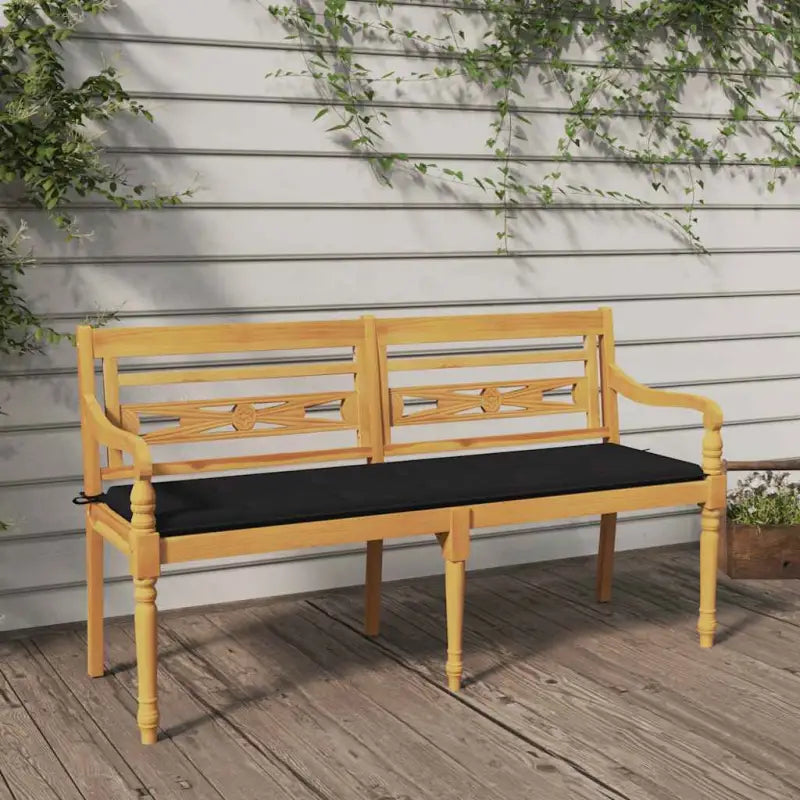 Fijn geschuurd teakhouten tuinbank met rustieke charme - Zwart / 150 cm / 1 - Tuinbanken