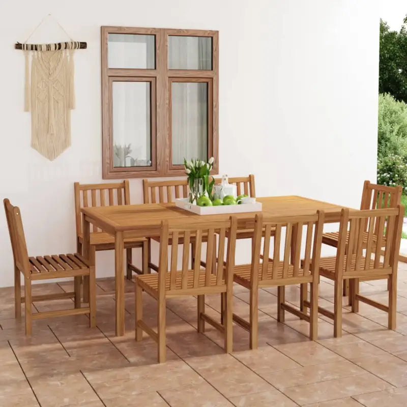 Fijn geschuurd teakhouten tuinset voor natuurlijke sfeer - 8x stoel + Tafel - Tuinsets