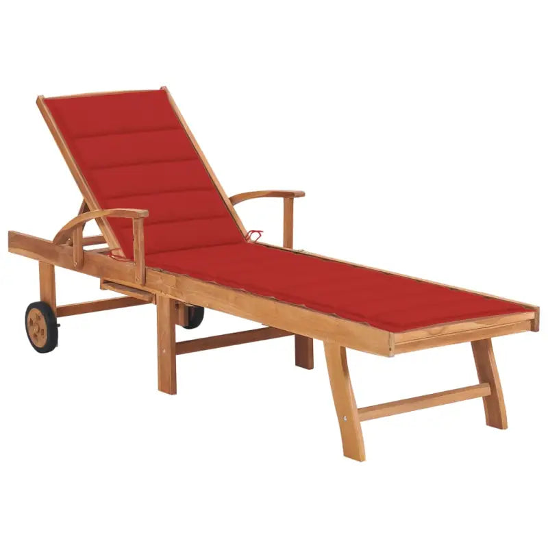 Fijn geschuurde houten ligstoel met rustieke uitstraling voor buiten - Rood / 1 / Zonder tafel - Ligstoelen