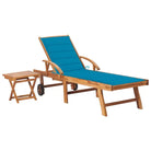 Fijn geschuurde houten ligstoel met rustieke uitstraling voor buiten - Blauw / 1 / Met tafel - Ligstoelen