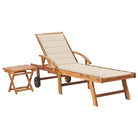 Fijn geschuurde houten ligstoel met rustieke uitstraling voor buiten - Crème / 1 / Met tafel - Ligstoelen