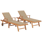 Fijn geschuurde houten ligstoel met rustieke uitstraling voor buiten - Beige / 2 / Zonder tafel - Ligstoelen