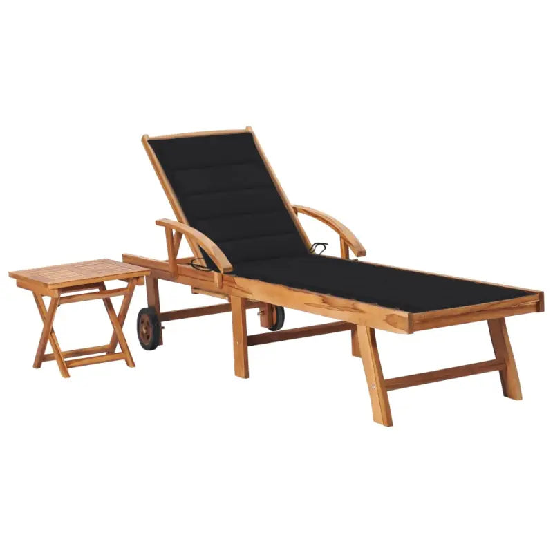 Fijn geschuurde houten ligstoel met rustieke uitstraling voor buiten - Zwart / 1 / Met tafel - Ligstoelen