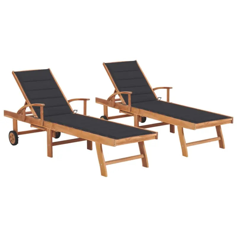 Fijn geschuurde houten ligstoel met rustieke uitstraling voor buiten - Antraciet / 2 / Zonder tafel - Ligstoelen