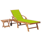 Fijn geschuurde houten ligstoel met rustieke uitstraling voor buiten - Heldergroen / 1 / Met tafel - Ligstoelen