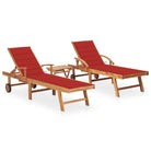 Fijn geschuurde houten ligstoel met rustieke uitstraling voor buiten - Rood / 2 / Met tafel - Ligstoelen