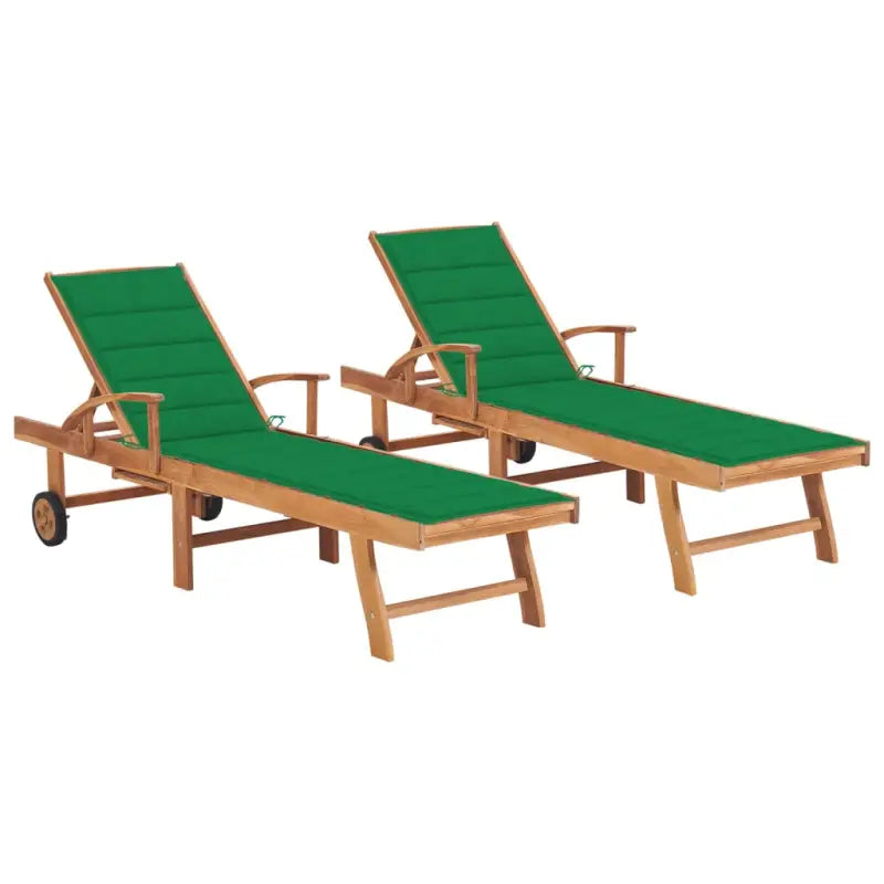 Fijn geschuurde houten ligstoel met rustieke uitstraling voor buiten - Groen / 2 / Zonder tafel - Ligstoelen