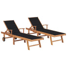 Fijn geschuurde houten ligstoel met rustieke uitstraling voor buiten - Zwart / 2 / Zonder tafel - Ligstoelen