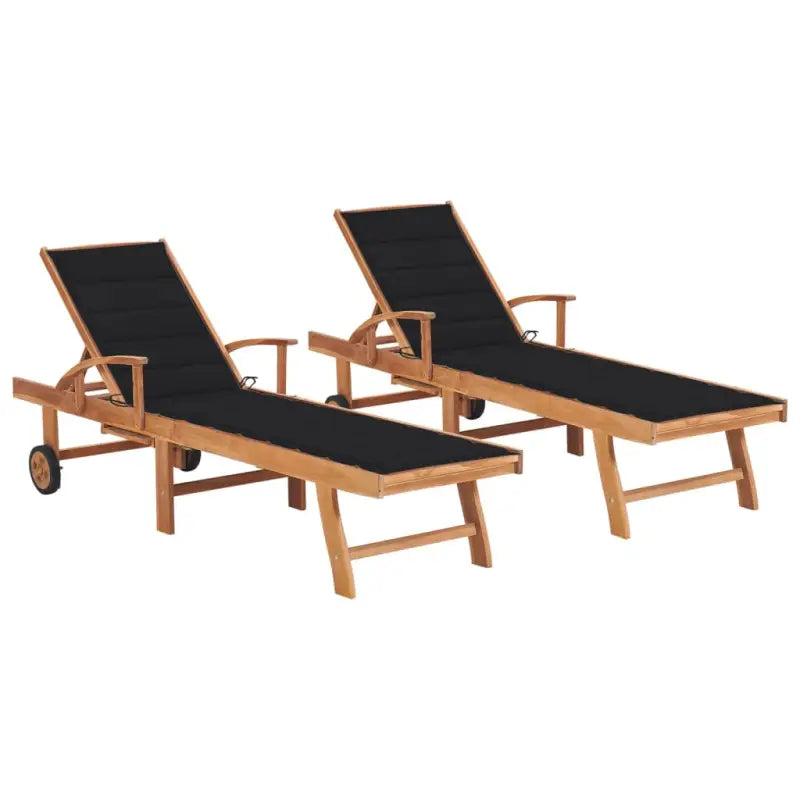 Fijn geschuurde houten ligstoel met rustieke uitstraling voor buiten - Zwart / 2 / Zonder tafel - Ligstoelen