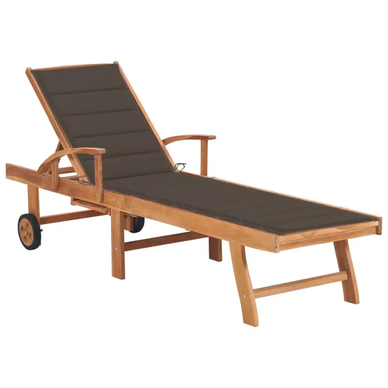 Fijn geschuurde houten ligstoel met rustieke uitstraling voor buiten - Taupe / 1 / Zonder tafel - Ligstoelen