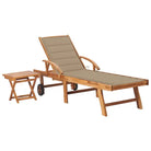 Fijn geschuurde houten ligstoel met rustieke uitstraling voor buiten - Beige / 1 / Met tafel - Ligstoelen