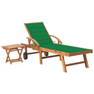 Fijn geschuurde houten ligstoel met rustieke uitstraling voor buiten - Groen / 1 / Met tafel - Ligstoelen