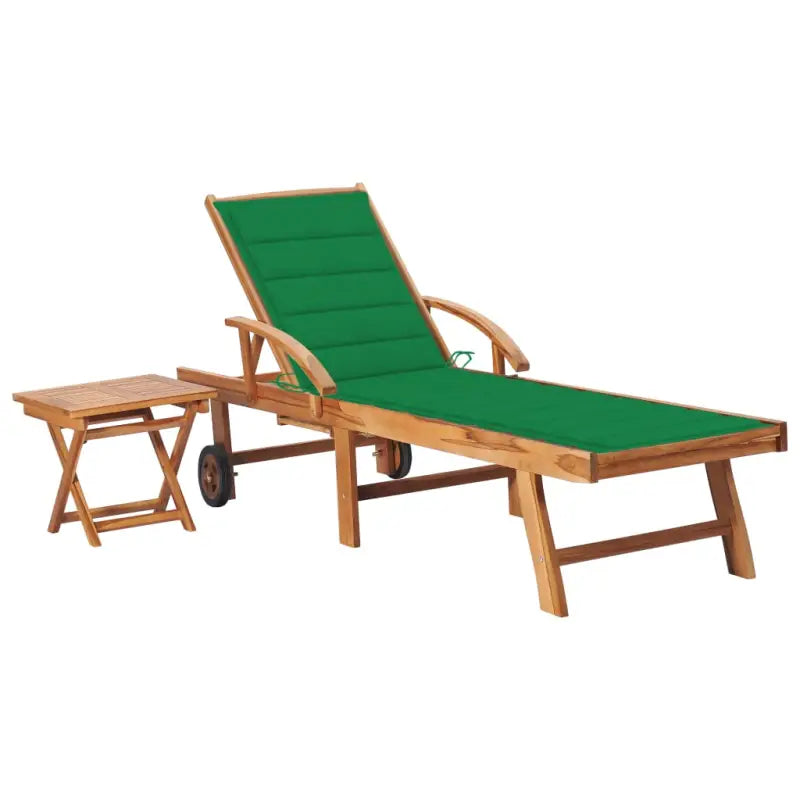 Fijn geschuurde houten ligstoel met rustieke uitstraling voor buiten - Groen / 1 / Met tafel - Ligstoelen