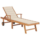 Fijn geschuurde houten ligstoel met rustieke uitstraling voor buiten - Crème / 1 / Zonder tafel - Ligstoelen