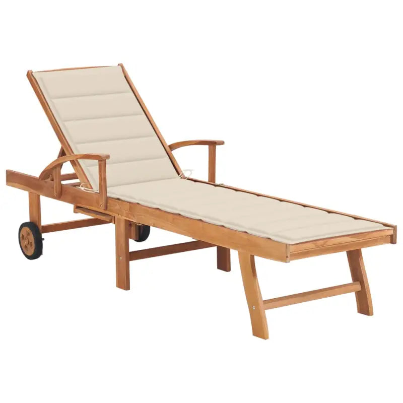 Fijn geschuurde houten ligstoel met rustieke uitstraling voor buiten - Crème / 1 / Zonder tafel - Ligstoelen