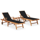 Fijn geschuurde houten ligstoel met rustieke uitstraling voor buiten - Zwart / 2 / Met tafel - Ligstoelen