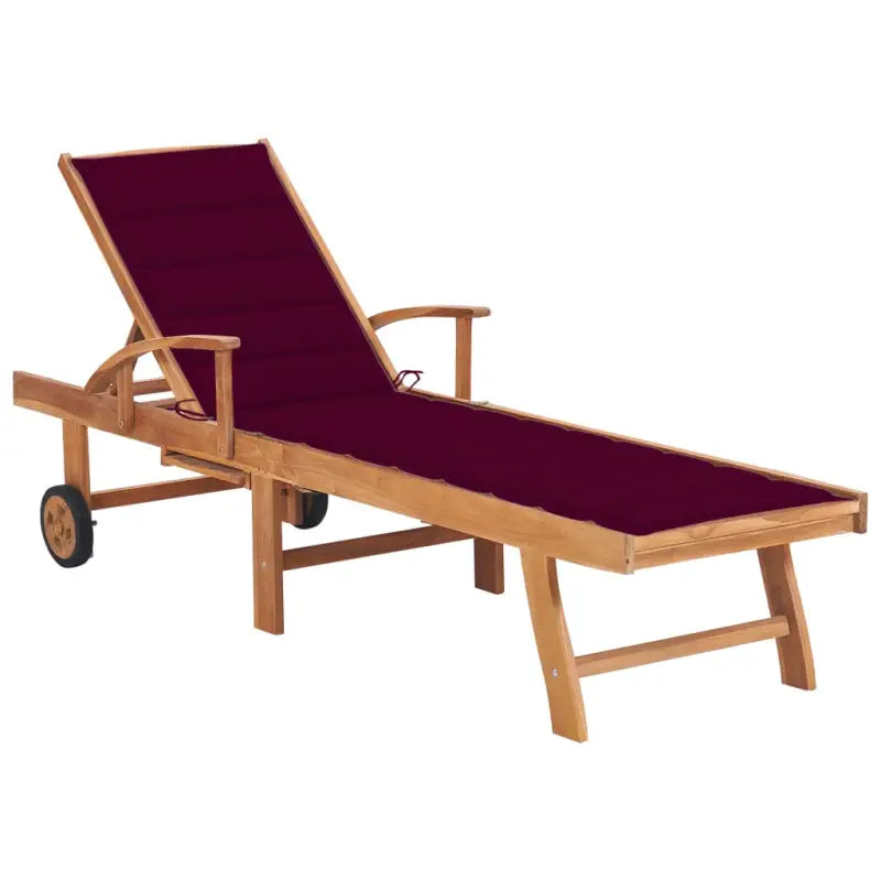 Fijn geschuurde houten ligstoel met rustieke uitstraling voor buiten - Wijnrood / 1 / Zonder tafel - Ligstoelen