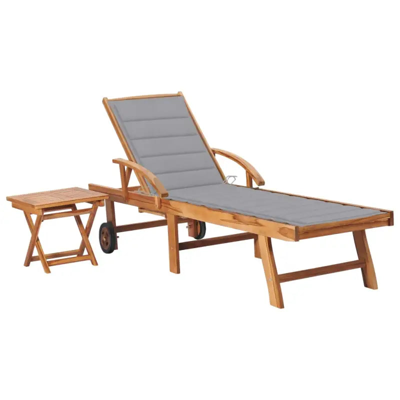 Fijn geschuurde houten ligstoel met rustieke uitstraling voor buiten - Grijs / 1 / Met tafel - Ligstoelen