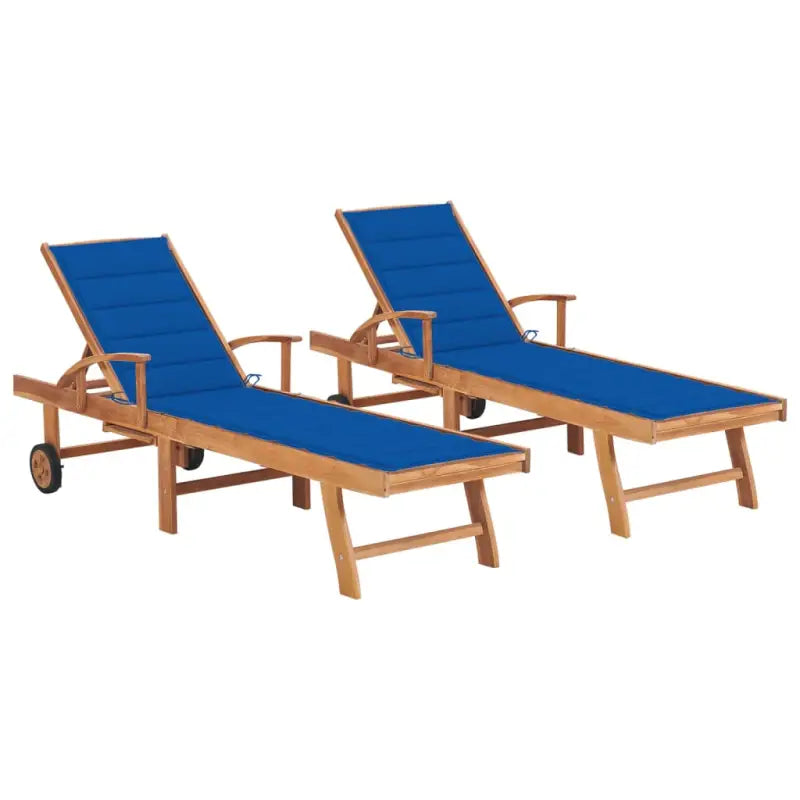 Fijn geschuurde houten ligstoel met rustieke uitstraling voor buiten - koningsblauw / 2 / Zonder tafel - Ligstoelen