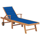 Fijn geschuurde houten ligstoel met rustieke uitstraling voor buiten - koningsblauw / 1 / Zonder tafel - Ligstoelen