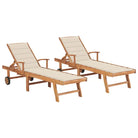Fijn geschuurde houten ligstoel met rustieke uitstraling voor buiten - Crème / 2 / Zonder tafel - Ligstoelen
